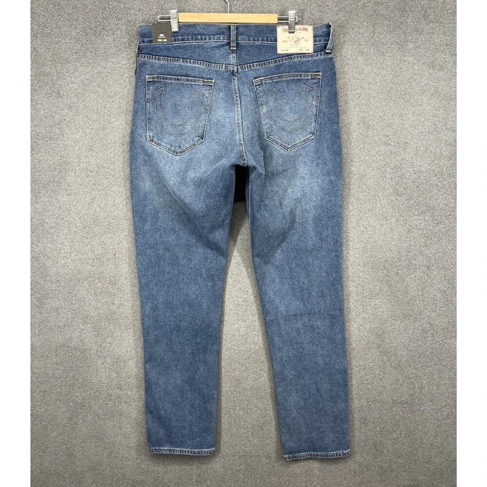 True Religion Jeans Mens‎ 34 X 32 Blue Geno Relaxed Slim Medium Tide Wash